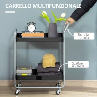 HOMCOM carucior rulant, utilitar, 2 rafturi 63x40.4x83.5 cm(m-4)