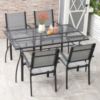 Outsunny Masa mare pentru terasa pentru 6 persoane, 150 cm cu cadru metalic, neagra(m-2)