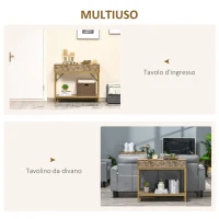 HOMCOM Masa consola de canapea moderna cu 2 sertare si raft de depozitare, Natural(m-6)