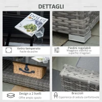 Set de Canapele din Ratan PE pentru Terasa cu 4 Piese de la Outsunny, Canapele pentru Exterior Rezistente la Intemperii(m-6)