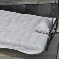 Balansoar de Gradina Outsunny 3 Locuri cu Acoperis Rabatabil Convertibil Pat Poliester Crem 209 cm x 114 cm x 170 cm(m-8)