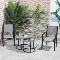 Outsunny set de mese rotunde pentru bistro, negru(m-10)