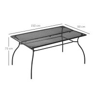 Outsunny Masa mare pentru terasa pentru 6 persoane, 150 cm cu cadru metalic, neagra(m-3)