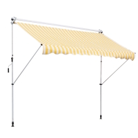 Outsunny Perdea Soare de Perete cu Stalp pentru Sprijin, Alb si Galben, 300x150cm