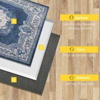 HOMCOM Covor Albastru Persan, Covoare Moderne Covor Mare pentru Living, Dormitor, Sufragerie, 140x200 cm(m-5)