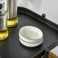 HOMCOM Carucior utilitar rulant  cu cosuri metalice rotative, Carucior de serviciu cu 4 niveluri de depozitare cu blat, Negru(m-9)