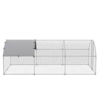 PawHut Cotet pentru pasari de curte galvanizat, Cusca pentru animale de companie, 2,8 x 5,7 x 2 m(m-8)