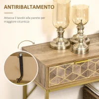 HOMCOM Masa consola de canapea moderna cu 2 sertare si raft de depozitare, Natural(m-5)