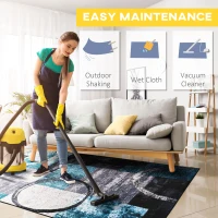 HOMCOM Covor Geometric Albastru, Covoare Moderne Covor Mare pentru Living, Dormitor, Sufragerie, 140x200 cm(m-7)