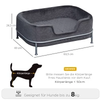 PawHut Hondenbank met rugleuning huisdierenbank met metalen poten hondenbed kattenbank(m-3)