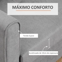 HOMCOM Sofá Cama de 2 Lugares Estofado em Algodão com 2 Almofadas Apoio para os Braços e Armazenamento Sofá Duplo Moderno para Sala de Estar Escritório 152x101x81cm Cinza(m-6)