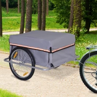 HOMCOM Transportaanhanger fietsaanhanger fiets opvouwbaar CargoTrailer grijs(m-9)