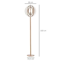 HOMCOM Candeeiro de Pé com Ecrã Giratório de 360° Interruptor de Pé LED E27 Máx. 40W Base de Madeira Candeeiro de Pé para Sala de Estar Dormitório Estúdio 38x38x160cm Natural(m-3)