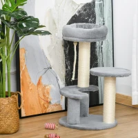 PawHut Kattenboom klimboom speelboom kattenbed kattenkrabboom grijs(m-10)