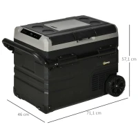 Outsunny Geleira de Compressor Portátil 60L Geleira de Carro CC 12V/24V até -20℃ com Ecrã LED Tátil Alça Retrátil e Rodas 71,1x46x57,1 cm Preto(m-3)