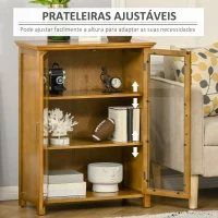 HOMCOM Aparador Auxiliar com 2 Portas de Vidro Armário de Sala de Estar Múltiuso com 2 Prateleiras Interiores Ajustáveis Estilo Rústico para Cozinha Sala de Jantar 66x31,8x86,8 cm Nogueira(m-7)