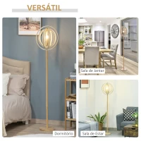 HOMCOM Candeeiro de Pé com Ecrã Giratório de 360° Interruptor de Pé LED E27 Máx. 40W Base de Madeira Candeeiro de Pé para Sala de Estar Dormitório Estúdio 38x38x160cm Natural(m-6)