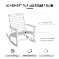 Ogrodowy fotel bujany Outsunny fotel relaksacyjny fotel na biegunach sklejka bambusowa kolor biały 70 x 100 x 95,5 cm(m-5)