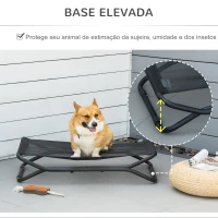 PawHut Cama Elevada para Cães Dobrável Cama para Animais de Estimação Pequenos e Médios com Tecido de Malha Respirável Estrutura de Aço para Interior e Exterior 92x56,5x19,5cm Preto(m-4)
