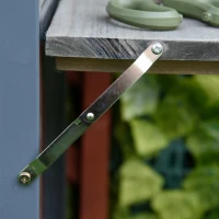 Outsunny Hochbeet Pflanzkasten mit 2 faltbaren Ablagen unterer Ablagefläche Blumenkasten Blumentopf Kräuterbeet Massivholz Hellgrau 140 x 46 x 75,5 cm(m-8)