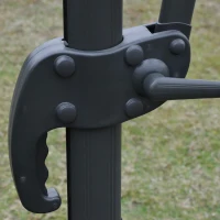 Outsunny Sonnenschirm 3x3m Ampelschirm Roma Schirm mit Solar-LED-Lichtern 360° drebar neigbar Alu Dunkelgrau(m-5)