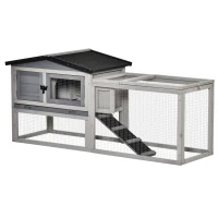 Klatka dla królików klatka dla królika kombinacja wybieg dla małych zwierząt willa dla królika jasnoszary(m-11)