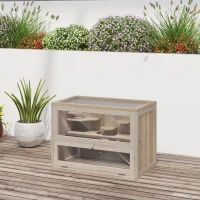 PawHut Houten knaagdierenkooi kooi muizenkooi ratten chinchillakooi klein huisdier 60 x 35 x 42 cm(m-10)