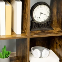 HOMCOM Estante para Livros Estante de Madeira de 3 Níveis com 6 Compartimentos de Armazenamento com Anti-Rolamento para Escritório Estúdio Sala de Estar 60x30x93cm Marrom Rústico(m-8)