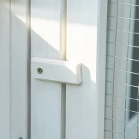 PawHut Galinheiro de Madeira para Exterior 225x147x85,5cm Gaiola para 6-8 Galinhas com Cerca de Metal Teto e Janela Rebatível 2 Ninhos Bandeja Removível e Rampa Cinza e Branco(m-8)