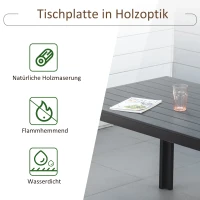 Outsunny Tafel Aluminium WPC eettafel tuintafel tuinmeubel balkon zwart(m-5)