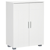 kleanklin Armário de Casa de Banho com 2 Portas e 2 Prateleiras Ajustáveis em 7 Níveis Móvel Auxiliar de Armazenamento para Sala de Estar Cozinha 60x30x80cm Branco