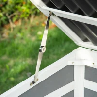 PawHut Galinheiro de Madeira para Exterior 225x147x85,5cm Gaiola para 6-8 Galinhas com Cerca de Metal Teto e Janela Rebatível 2 Ninhos Bandeja Removível e Rampa Cinza e Branco(m-9)