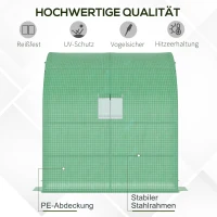 Outsunny polykas staal groen 200 cm x 100 cm x 215 cm(m-4)