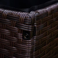 Outsunny Raised Garden Bed Poly Rattan with Wheels Planter Box with Drain Holes Flower Pot Coffe Brown 94.5 x 31 x 36 cm(m-7)