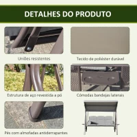 Outsunny Banco Baloiço de Jardim de 3 Lugares com Teto 2 Almofadas Suporte para Bebidas e Estrutura de Metal para Terraço Balcão Exterior Carga Máxima 360kg 206x116x183cm Cinza(m-5)