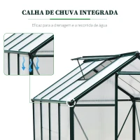 Outsunny Estufa de Jardim 2x2,5m de Policarbonato e Alumínio Estufa com  Clarabóia Proteção UV 30 e Base 4,79 m² para Vasos Cultivos de Plantas e Flores Transparente(m-7)