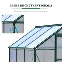 Outsunny Estufa de Jardim 2x2,m de Policarbonato e Alumínio Estufa com  Clarabóia Proteção UV 30 e Base 3,65 m² para Vasos Cultivos de Plantas e Flores Transparente(m-7)