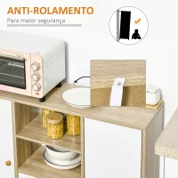 HOMCOM Aparador de Sala de Estar com 2 Portas 2 Gavetas e 2 Prateleiras Abertas Móvel Auxiliar de Armazenamento para Cozinha Entrada 100x30x85cm Branco e Natural(m-5)
