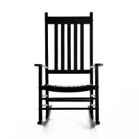 Fotel bujany Outsunny z podłokietnikami, fotel na biegunach, fotel relaksacyjny, krzesło ogrodowe, drewno topolowe czarny 69 x 86 x 115 cm(m-11)