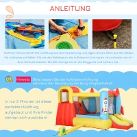 Outsunny Opblaasbaar springkasteel met glijbaan springkasteel speelkasteel met blazer voor 4 kinderen(m-6)