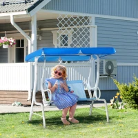 Outsunny Kinder Hollywoodschaukel 2-Sitzer Kinderschaukel mit verstellbarem Sonnendach Gartenschaukel für 3-6 Jahre Kinder Metall Blau 110 x 74 x 113 cm(m-2)