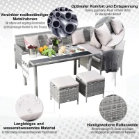Outsunny 5-częściowy zestaw mebli ogrodowych, rattan zestaw wypoczynkowy, metal, szary(m-4)