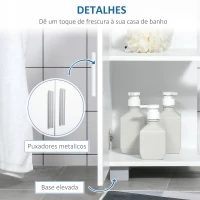 kleankin Móvel para Lavatório Pousar Armário Casa de Banho de Madeira com 2 Portas e Prateleira Interior Ajustável Moderno 60x30x60cm Branco(m-7)