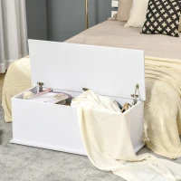HOMCOM Baú de Armazenamento de Madeira Banco de Armazenamento para Dormitório Sala de Estar Carga Máxima 60kg 100x40x40 Branco(m-4)