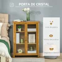 HOMCOM Aparador Auxiliar com 2 Portas de Vidro Armário de Sala de Estar Múltiuso com 2 Prateleiras Interiores Ajustáveis Estilo Rústico para Cozinha Sala de Jantar 66x31,8x86,8 cm Nogueira(m-5)