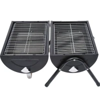 Outsunny Portable Folding Charcoal BBQ Grill Outdoor Tabletop Barbecue Grill Easy to Carry for Garden Camping Picnic Party(m-1)