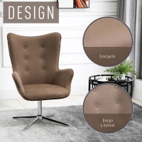 HOMCOM Poltrona Girevole 360° da Ufficio o Studio, Design Vintage con Braccioli e Imbottitura, Scamosciata, 71 x 74 x 106cm(m-6)