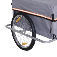 HOMCOM Transportaanhanger fietsaanhanger fiets opvouwbaar CargoTrailer grijs(m-6)