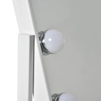 HOMCOM Espelho de Maquilhagem Espelho de Mesa com 12 Luzes LED 3 Temperaturas de Cores Ecrã Tátil Ajustável e Função de Memória para Dormitório Casa de Banho 32,8x11x47,4cm Branco(m-9)
