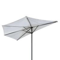 Outsunny PARASOL OGRODOWY ALUMINIOWY Z KORBKĄ PÓŁKOLISTY kremowy(m-8)